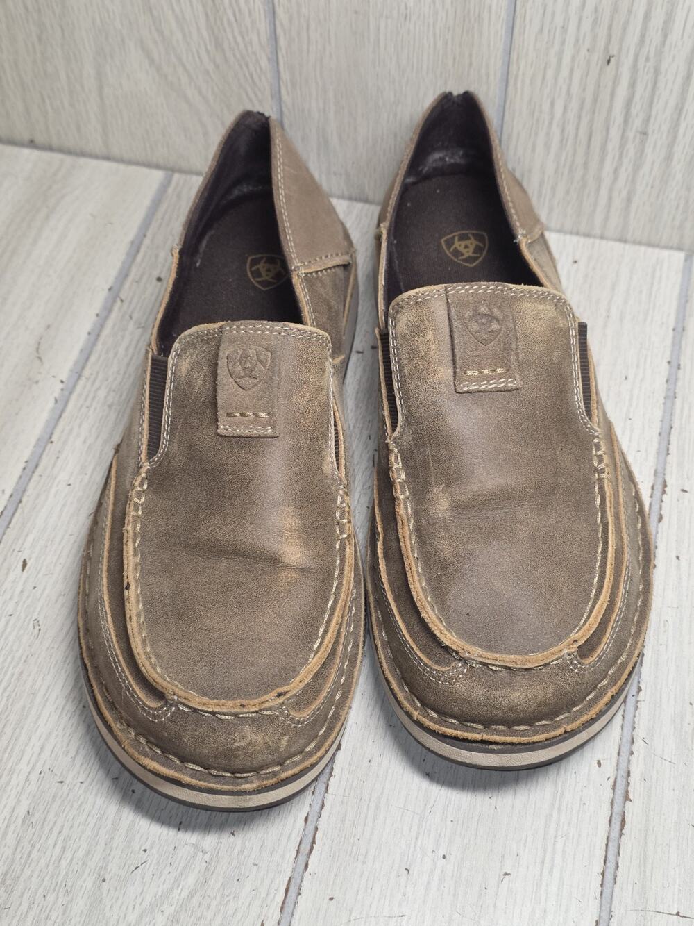 Ariat Cruiser Brown Leather Loafer Shoes Bomber Relaxed Bark Casual Mens 8.5D